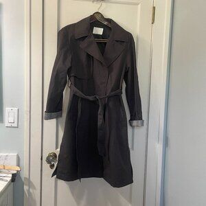 CC Collect Dark Brown Trench coat, Size M Plaid Cuffs
